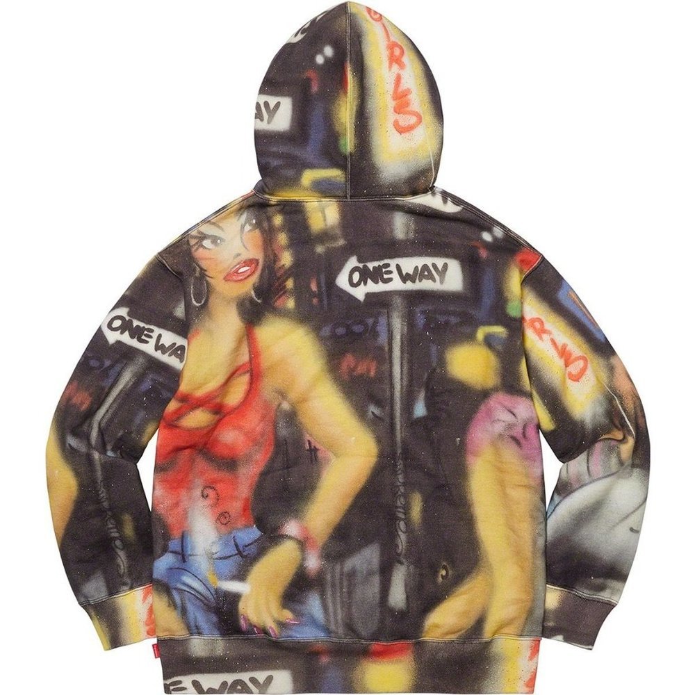 Supreme Pink Lady Hoodie Graffiti Allover Print Streetwear Logo Mens Oversized - Picture 3 of 10